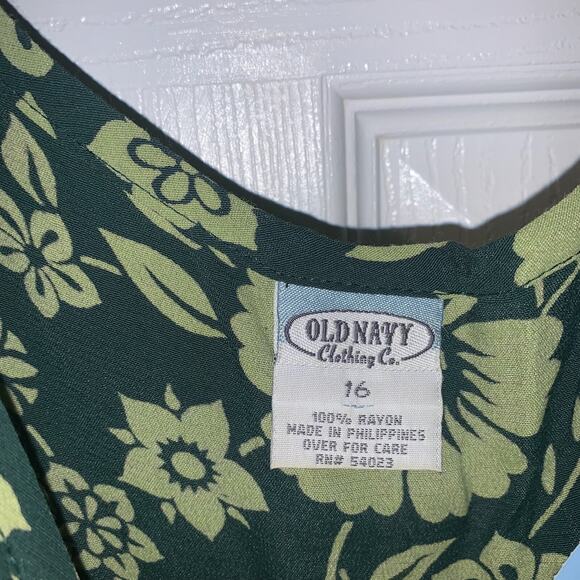 Vintage Old Navy Women's Tropical Maxi Sundress Plus Size 16 Green Lightweight - Picture 3 of 4